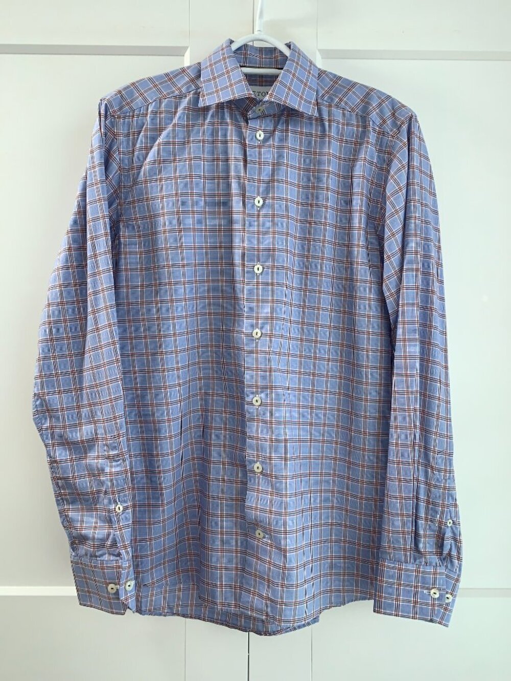 ETON Shirt Long Sleeve Plaid Button-Down 100% cotton  Men's 38-15